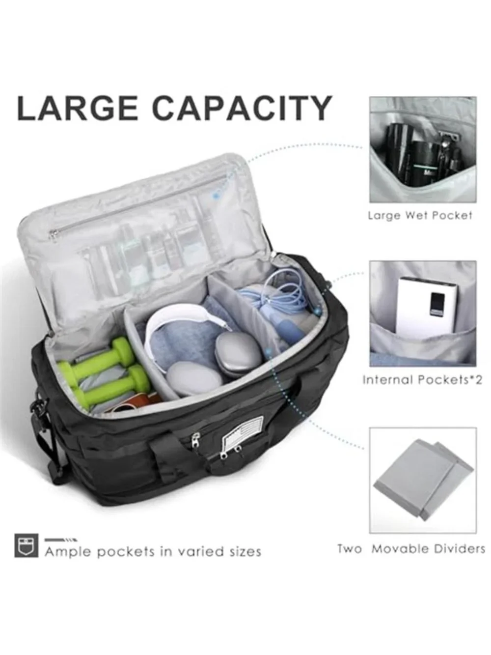 Men's Gym Bag Tactical Travel Duffle Bag with Toiletry Bag and Shoe Compartment